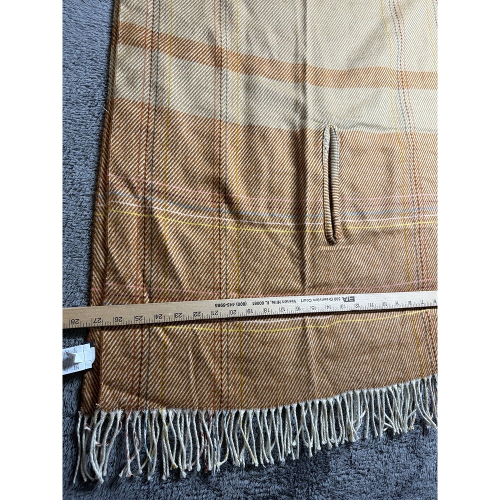 Madewell Acrylic Knit Fringe Scarf Brown Striped Wrap Shawl Boho 74"x54" - Picture 6 of 6